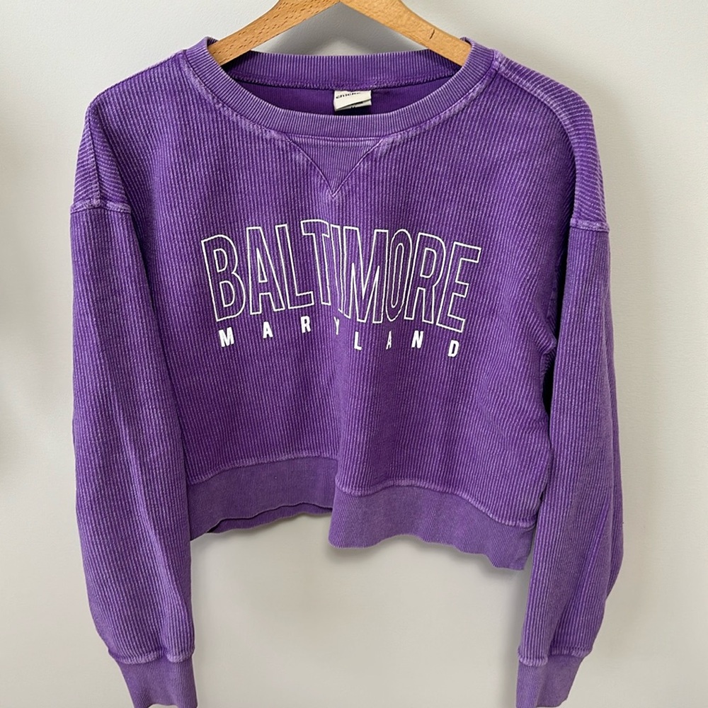 Baltimore, Maryland, purple brightside boutique ravens sweatshirt, size medium